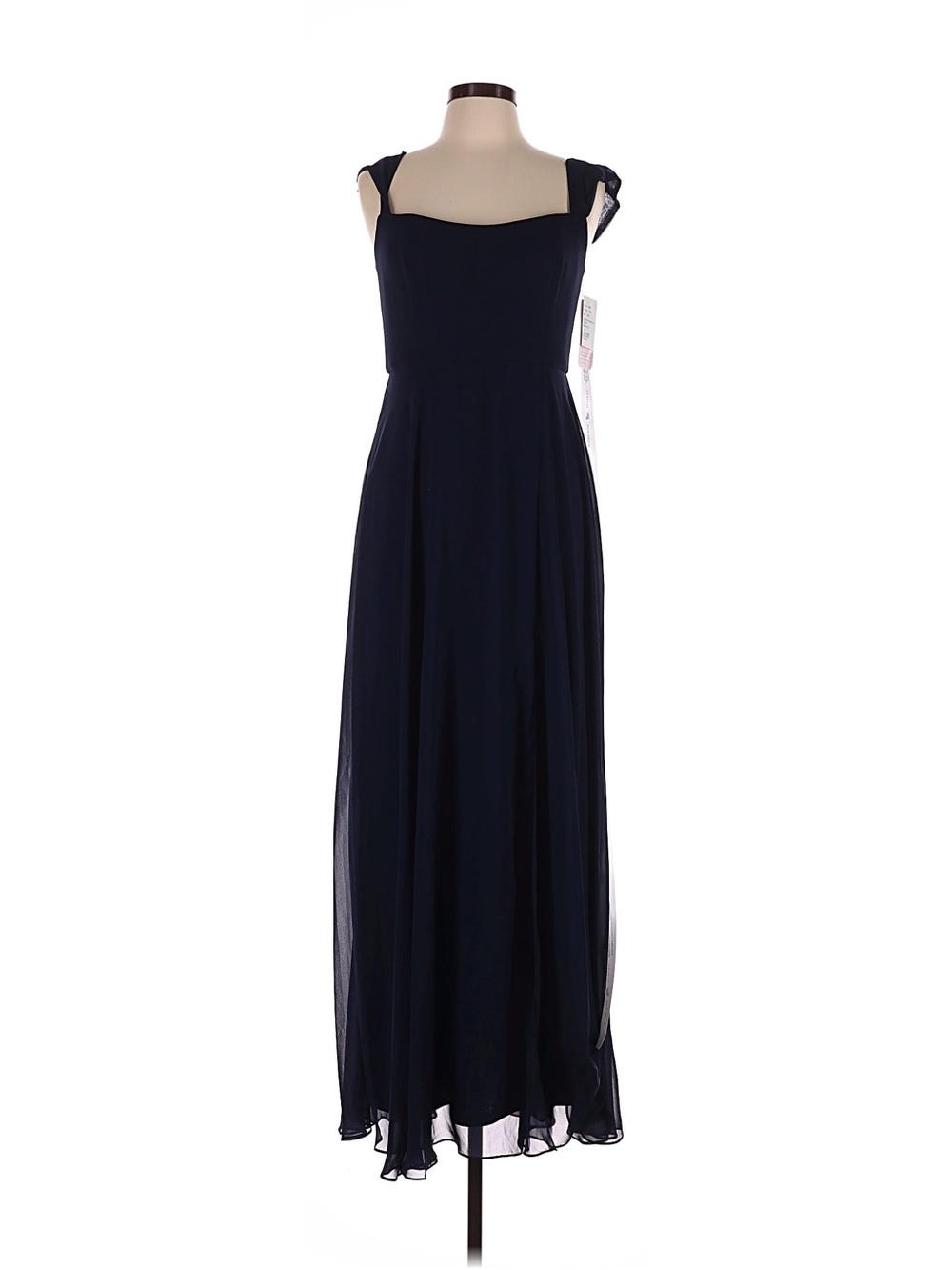 NWT After Six Size 10 Navy Blue Chiffon Sleeveless Square-Neck Maxi Gown